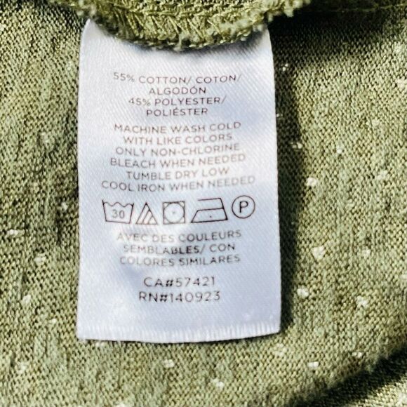 LOFT Outlet Olive Green With White Polka Dots Sleeveless Top   Sz L - Picture 4 of 5